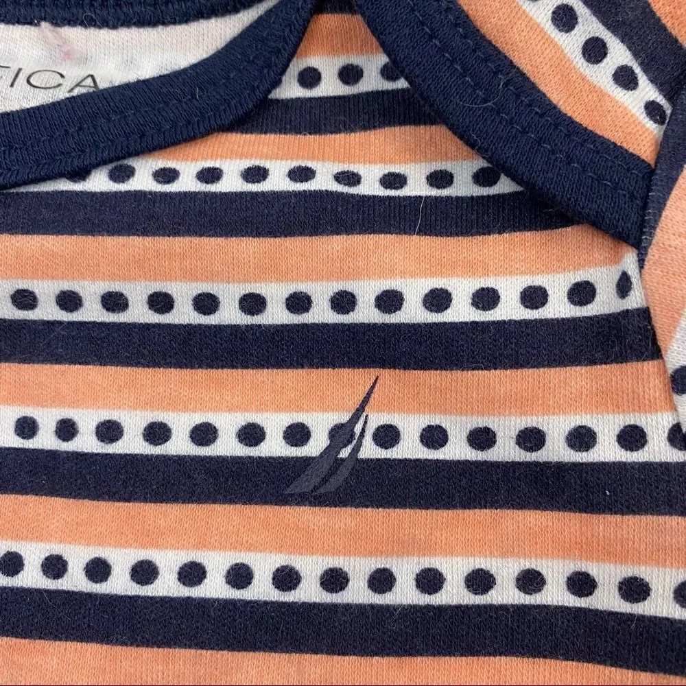 Nautica peach, navy, and white onesie 3-6 month unisex